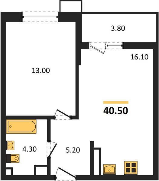 Фото №1: 1-комнатная квартира 40&nbsp;м², 5/7&nbsp;эт. - Майкоп, мкр. ЖК Звезды