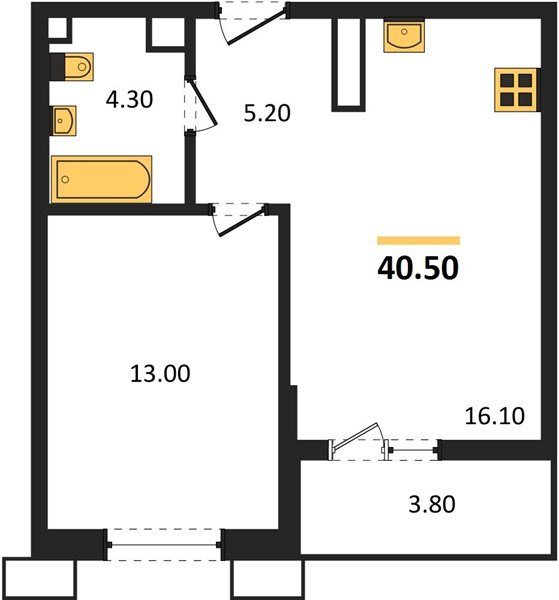 Фото №1: 1-комнатная квартира 40&nbsp;м², 5/7&nbsp;эт. - Майкоп, мкр. ЖК Звезды