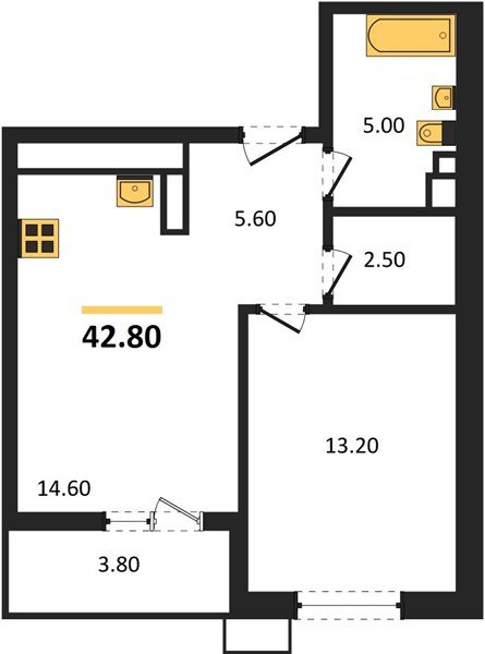 Фото №1: 1-комнатная квартира 42&nbsp;м², 7/7&nbsp;эт. - Майкоп, мкр. ЖК Звезды