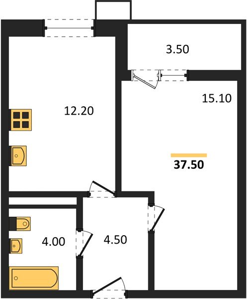 Фото №1: 1-комнатная квартира 37&nbsp;м², 6/7&nbsp;эт. - Майкоп, мкр. ЖК Звезды