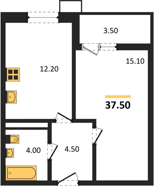 Фото №1: 1-комнатная квартира 37&nbsp;м², 7/7&nbsp;эт. - Майкоп, мкр. ЖК Звезды