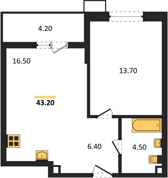 Фото №1: 1-комнатная квартира 43&nbsp;м², 2/7&nbsp;эт. - Майкоп, мкр. ЖК Звезды
