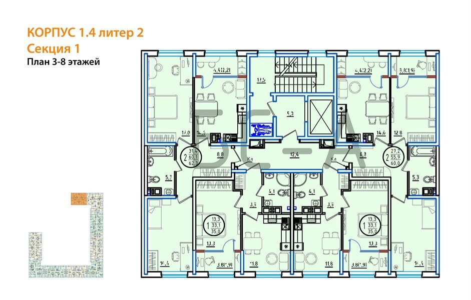 Фото №8: 1-комнатная квартира 36&nbsp;м², 8/18&nbsp;эт. - Краснодар, Карасунский внутригородской округ, мкр. ЖК Первое Место