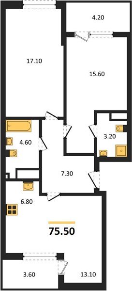 Фото №1: 2-комнатная квартира 75&nbsp;м², 8/18&nbsp;эт. - Краснодар, Карасунский внутригородской округ, мкр. ЖК Первое Место