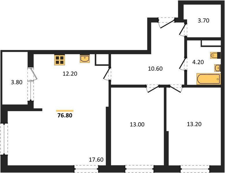 Фото №1: 2-комнатная квартира 78&nbsp;м², 7/18&nbsp;эт. - Краснодар, мкр. Карасунский внутригородской округ, ул. Виктора Казанцева
