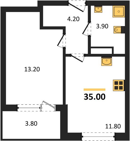 Фото №1: 1-комнатная квартира 36&nbsp;м², 4/18&nbsp;эт. - Краснодар, Карасунский внутригородской округ, мкр. ЖК Первое Место