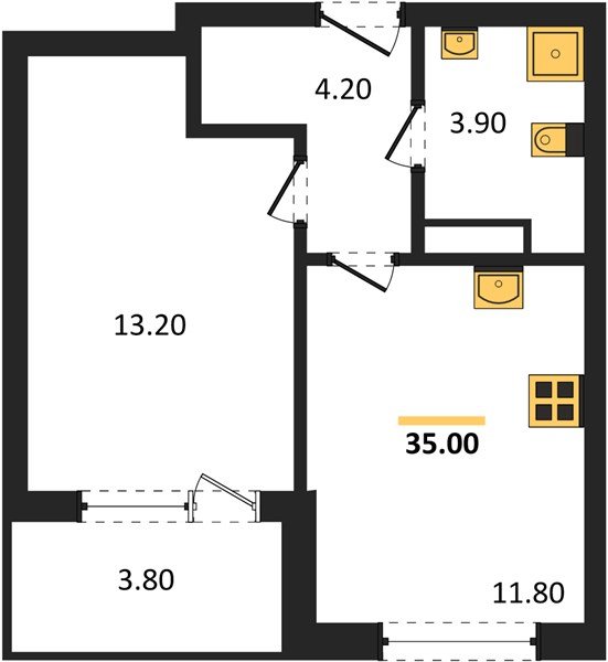 Фото №1: 1-комнатная квартира 36&nbsp;м², 8/18&nbsp;эт. - Краснодар, Карасунский внутригородской округ, мкр. ЖК Первое Место