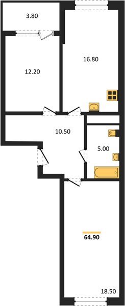 Фото №1: 2-комнатная квартира 66&nbsp;м², 15/18&nbsp;эт. - Краснодар, Карасунский внутригородской округ, мкр. ЖК Первое Место