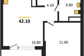 Фото №1: 1-комнатная квартира 42 м², 11/18 эт. - Краснодар, мкр. ЖК Первое Место,