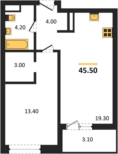 Фото №1: 1-комнатная квартира 45&nbsp;м², 6/18&nbsp;эт. - Краснодар, Прикубанский внутригородской округ, мкр. ЖК Эрмитаж, ул. им. Мурата Ахеджака, 20