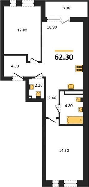 Фото №1: 2-комнатная квартира 62&nbsp;м², 3/18&nbsp;эт. - Краснодар, Прикубанский внутригородской округ, мкр. ЖК Эрмитаж, ул. им. Мурата Ахеджака, 20