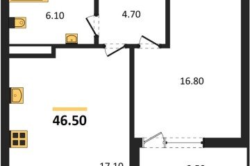 Фото №1: 1-комнатная квартира 46 м², 3/18 эт. - Краснодар, мкр. ЖК Эрмитаж, ул. им. Мурата Ахеджака, 20