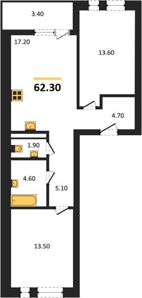 Фото №1: 2-комнатная квартира 62&nbsp;м², 3/18&nbsp;эт. - Краснодар, Прикубанский внутригородской округ, мкр. ЖК Эрмитаж, ул. им. Мурата Ахеджака, 20