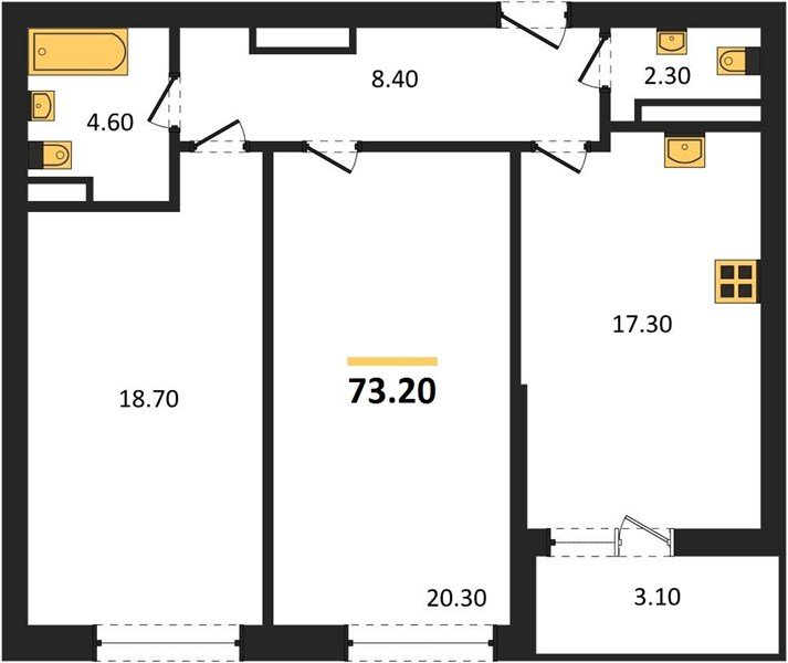 Фото №1: 2-комнатная квартира 73&nbsp;м², 15/18&nbsp;эт. - Краснодар, Прикубанский внутригородской округ, мкр. ЖК Эрмитаж, ул. им. Мурата Ахеджака, 20