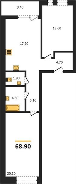 Фото №1: 2-комнатная квартира 68&nbsp;м², 14/18&nbsp;эт. - Краснодар, Прикубанский внутригородской округ, мкр. ЖК Эрмитаж, ул. им. Мурата Ахеджака, 20