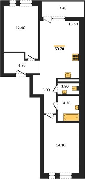 Фото №1: 2-комнатная квартира 60&nbsp;м², 3/18&nbsp;эт. - Краснодар, Прикубанский внутригородской округ, мкр. ЖК Эрмитаж, ул. им. Мурата Ахеджака, 20