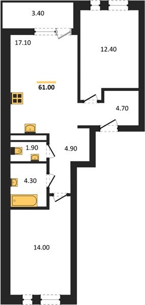 Фото №1: 2-комнатная квартира 61&nbsp;м², 3/18&nbsp;эт. - Краснодар, Прикубанский внутригородской округ, мкр. ЖК Эрмитаж, ул. им. Мурата Ахеджака, 20