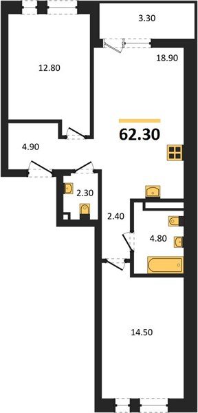 Фото №1: 2-комнатная квартира 62&nbsp;м², 4/18&nbsp;эт. - Краснодар, Прикубанский внутригородской округ, мкр. ЖК Эрмитаж, ул. им. Мурата Ахеджака, 20
