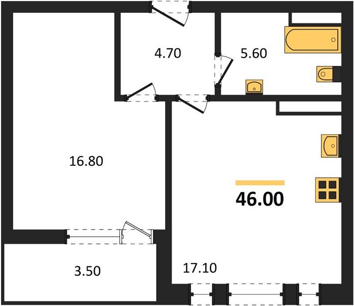 Фото №1: 1-комнатная квартира 46&nbsp;м², 4/18&nbsp;эт. - Краснодар, Прикубанский внутригородской округ, мкр. ЖК Эрмитаж, ул. им. Мурата Ахеджака, 20