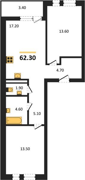 Фото №1: 2-комнатная квартира 62&nbsp;м², 6/18&nbsp;эт. - Краснодар, Прикубанский внутригородской округ, мкр. ЖК Эрмитаж, ул. им. Мурата Ахеджака, 20
