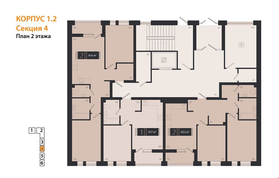 Фото №8: 2-комнатная квартира 61&nbsp;м², 2/18&nbsp;эт. - Краснодар, Прикубанский внутригородской округ, мкр. ЖК Эрмитаж, ул. им. Мурата Ахеджака, 20