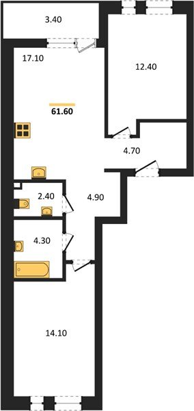 Фото №1: 2-комнатная квартира 61&nbsp;м², 2/18&nbsp;эт. - Краснодар, Прикубанский внутригородской округ, мкр. ЖК Эрмитаж, ул. им. Мурата Ахеджака, 20