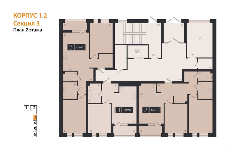 Фото №8: 2-комнатная квартира 63&nbsp;м², 2/18&nbsp;эт. - Краснодар, Прикубанский внутригородской округ, мкр. ЖК Эрмитаж, ул. им. Мурата Ахеджака, 20