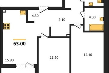 Фото №1: 2-комнатная квартира 63&nbsp;м², 2/18&nbsp;эт. - Краснодар, мкр. ЖК Эрмитаж, ул. им. Мурата Ахеджака, 20
