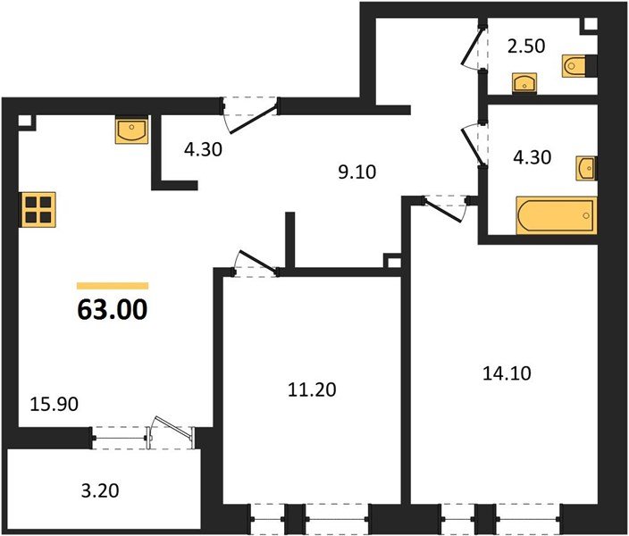 Фото №1: 2-комнатная квартира 63&nbsp;м², 2/18&nbsp;эт. - Краснодар, Прикубанский внутригородской округ, мкр. ЖК Эрмитаж, ул. им. Мурата Ахеджака, 20
