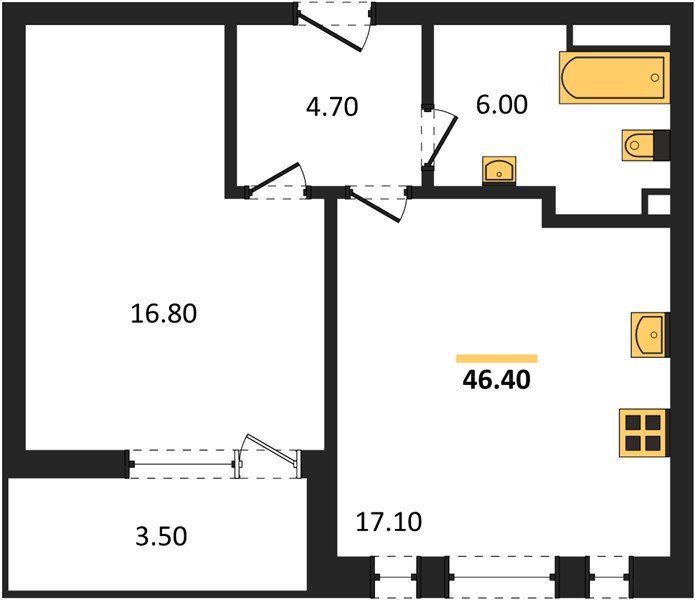Фото №1: 1-комнатная квартира 46&nbsp;м², 2/18&nbsp;эт. - Краснодар, Прикубанский внутригородской округ, мкр. ЖК Эрмитаж, ул. им. Мурата Ахеджака, 20