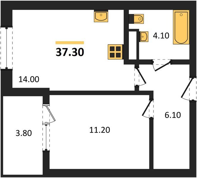 Фото №1: 1-комнатная квартира 39&nbsp;м², 3/18&nbsp;эт. - Краснодар, Карасунский внутригородской округ, мкр. ЖК Первое Место