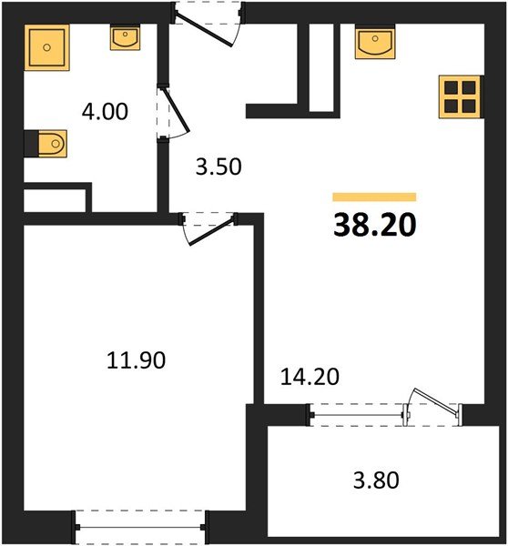 Фото №1: 1-комнатная квартира 38&nbsp;м², 2/18&nbsp;эт. - Краснодар, Карасунский внутригородской округ, мкр. ЖК Первое Место