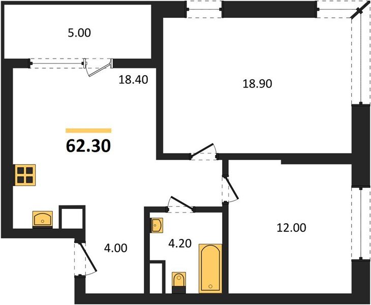Фото №1: 2-комнатная квартира 64&nbsp;м², 2/18&nbsp;эт. - Краснодар, Карасунский внутригородской округ, мкр. ЖК Первое Место