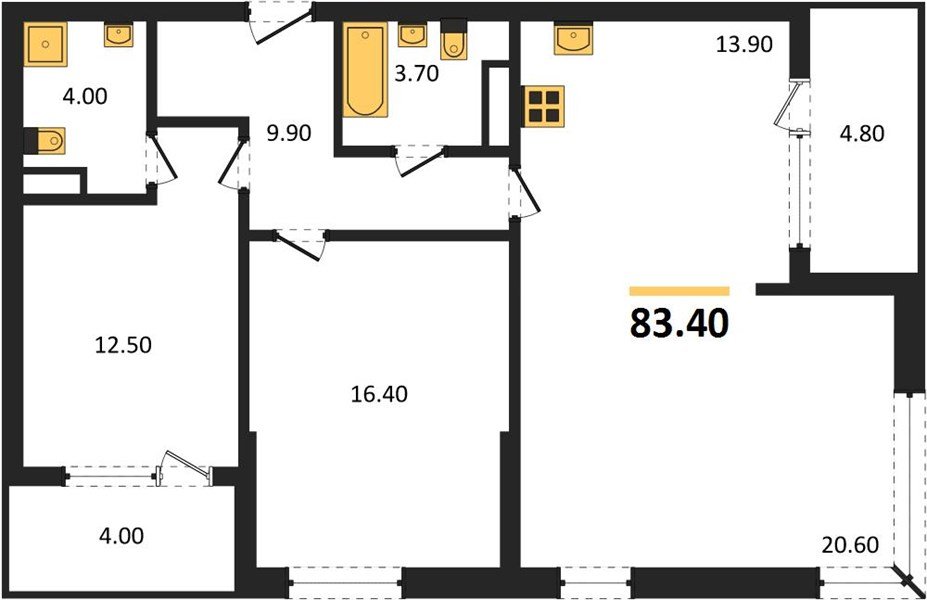 Фото №1: 2-комнатная квартира 87&nbsp;м², 7/18&nbsp;эт. - Краснодар, Карасунский внутригородской округ, мкр. ЖК Первое Место