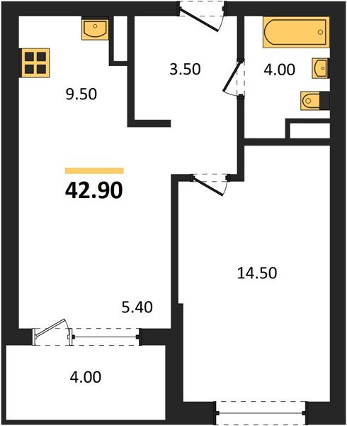 Фото №1: 1-комнатная квартира 44&nbsp;м², 6/18&nbsp;эт. - Краснодар, Карасунский внутригородской округ, мкр. ЖК Первое Место