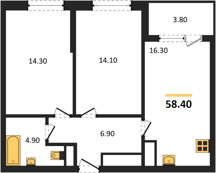 Фото №1: 2-комнатная квартира 60&nbsp;м², 13/18&nbsp;эт. - Краснодар, Карасунский внутригородской округ, мкр. ЖК Первое Место