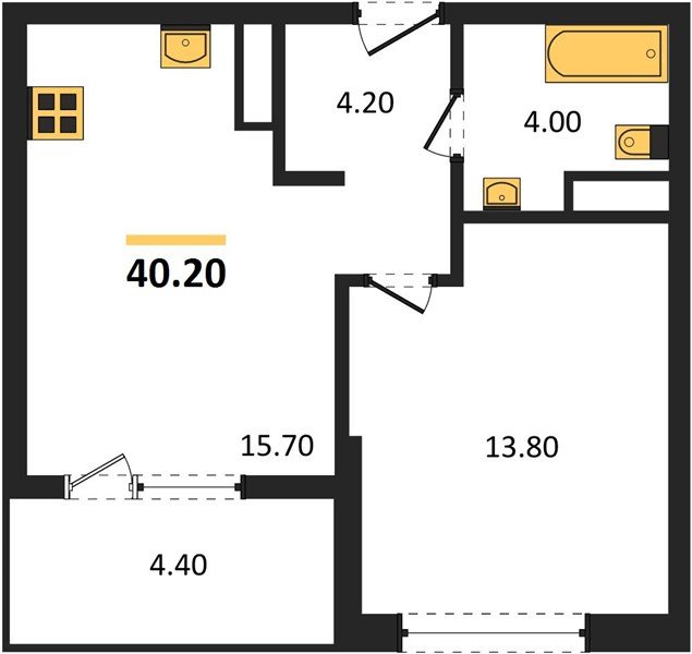 Фото №1: 1-комнатная квартира 42&nbsp;м², 2/18&nbsp;эт. - Краснодар, Карасунский внутригородской округ, мкр. ЖК Первое Место