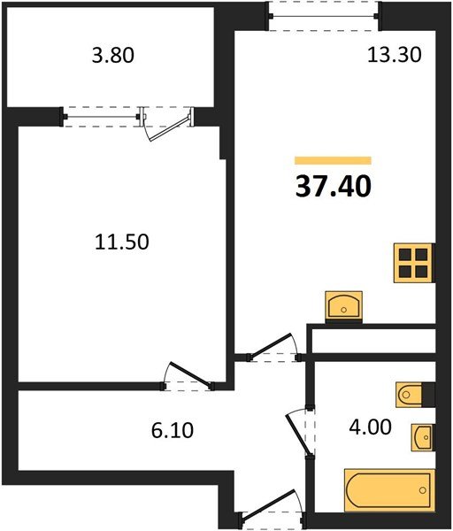 Фото №1: 1-комнатная квартира 39&nbsp;м², 2/18&nbsp;эт. - Краснодар, Карасунский внутригородской округ, мкр. ЖК Первое Место