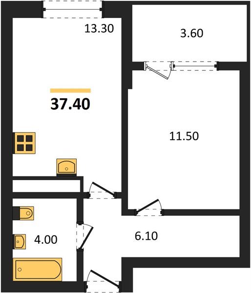 Фото №1: 1-комнатная квартира 39&nbsp;м², 2/18&nbsp;эт. - Краснодар, Карасунский внутригородской округ, мкр. ЖК Первое Место
