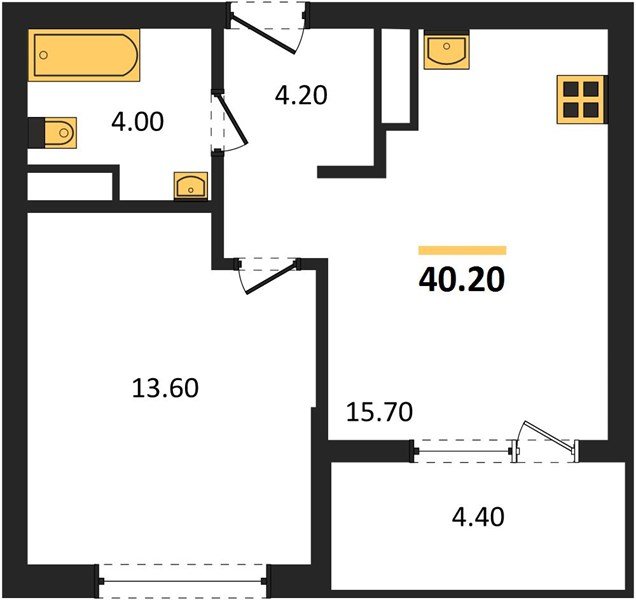 Фото №1: 1-комнатная квартира 42&nbsp;м², 2/18&nbsp;эт. - Краснодар, Карасунский внутригородской округ, мкр. ЖК Первое Место