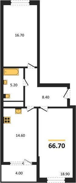 Фото №1: 2-комнатная квартира 68&nbsp;м², 2/18&nbsp;эт. - Краснодар, Карасунский внутригородской округ, мкр. ЖК Первое Место