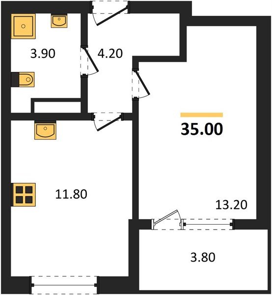 Фото №1: 1-комнатная квартира 36&nbsp;м², 4/18&nbsp;эт. - Краснодар, Карасунский внутригородской округ, мкр. ЖК Первое Место