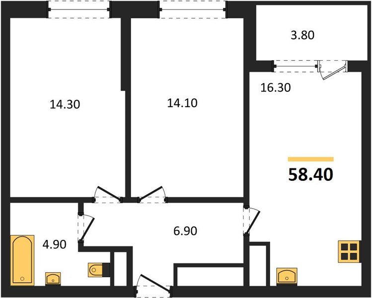 Фото №1: 2-комнатная квартира 60&nbsp;м², 11/18&nbsp;эт. - Краснодар, Карасунский внутригородской округ, мкр. ЖК Первое Место