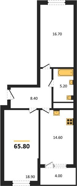 Фото №1: 2-комнатная квартира 67&nbsp;м², 8/18&nbsp;эт. - Краснодар, Карасунский внутригородской округ, мкр. ЖК Первое Место