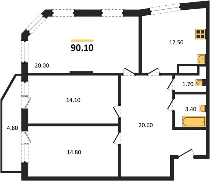 Фото №1: 3-комнатная квартира 90&nbsp;м², 10/16&nbsp;эт. - Краснодар, Прикубанский внутригородской округ, мкр. жилой комплекс Зеленодар