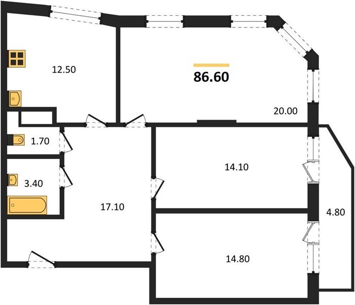 Фото №1: 3-комнатная квартира 86&nbsp;м², 14/16&nbsp;эт. - Краснодар, Прикубанский внутригородской округ, мкр. жилой комплекс Зеленодар