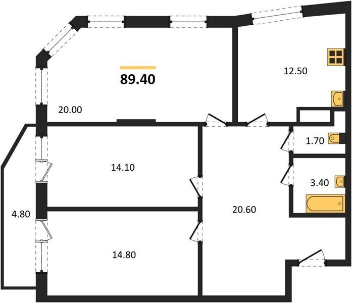 Фото №1: 3-комнатная квартира 89&nbsp;м², 13/16&nbsp;эт. - Краснодар, Прикубанский внутригородской округ, мкр. жилой комплекс Зеленодар