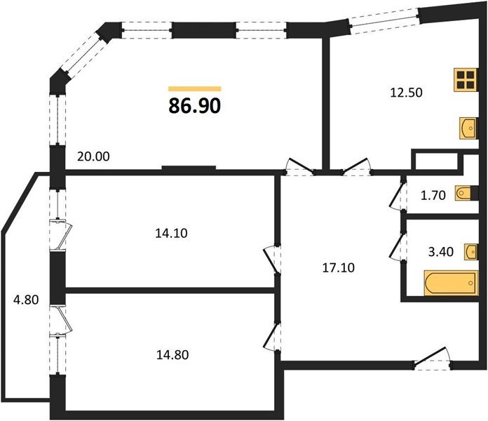 Фото №1: 3-комнатная квартира 86&nbsp;м², 15/16&nbsp;эт. - Краснодар, Прикубанский внутригородской округ, мкр. жилой комплекс Зеленодар