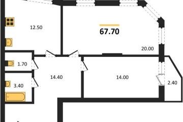 Фото №1: 2-комнатная квартира 67 м², 6/16 эт. - Краснодар, мкр. жилой комплекс Зеленодар,