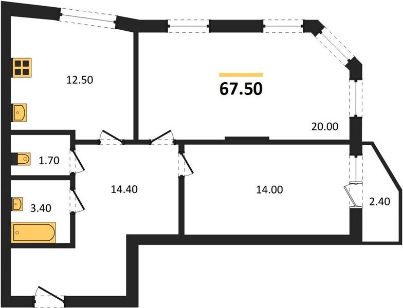 Фото №1: 2-комнатная квартира 67&nbsp;м², 8/16&nbsp;эт. - Краснодар, Прикубанский внутригородской округ, мкр. жилой комплекс Зеленодар
